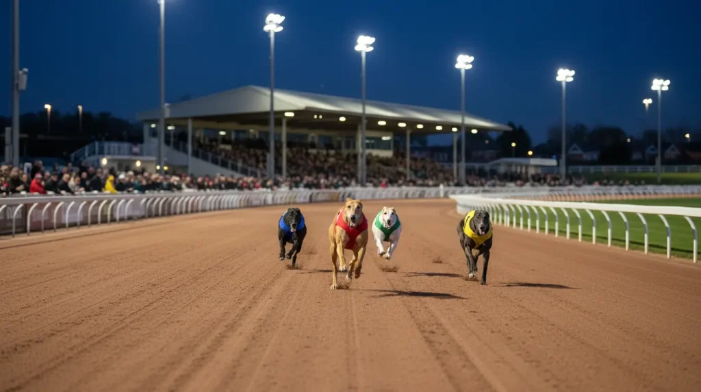 Greyhounds competing over the staying distance in the St Leger